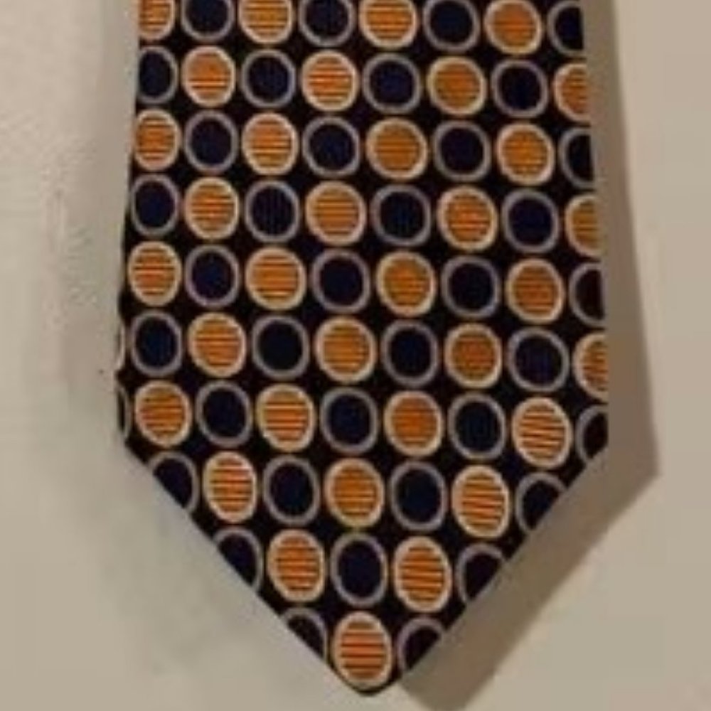 Nordstrom Orange and Blue Circles 100%Silk Tie